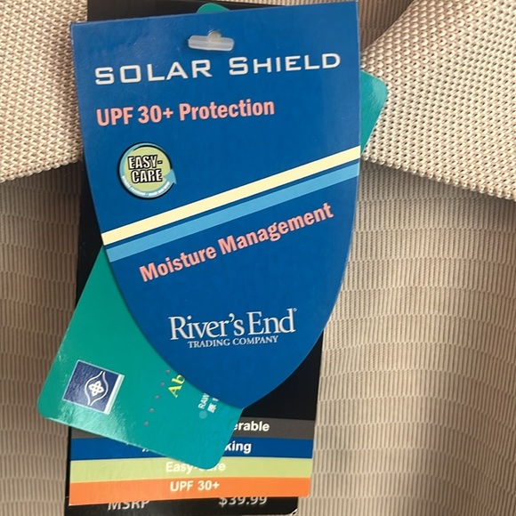 Men’s Solar Shield Performance wear collared shirt. UPF 30+ size L NWT - Picture 4 of 5